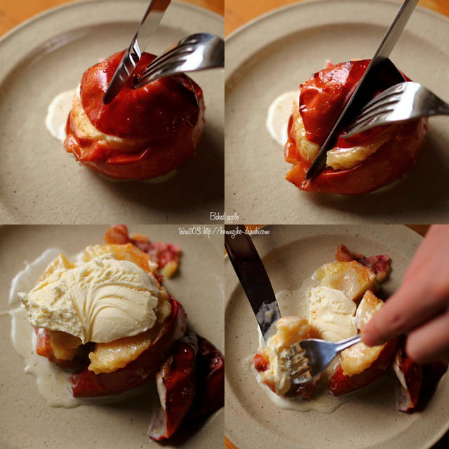 焼くだけ簡単♪ラム酒たっぷり、焼きりんごのおやつ🍎