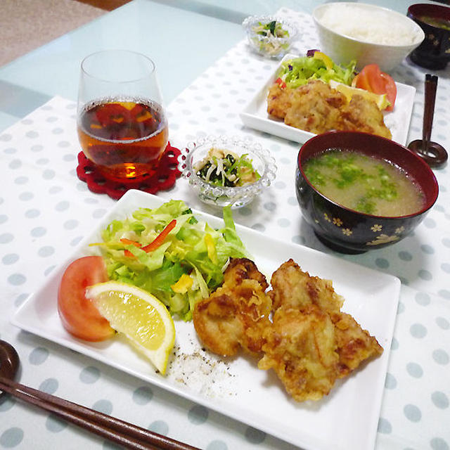 「めんつゆで下味！簡単から揚げ」献立（夕食・肉）