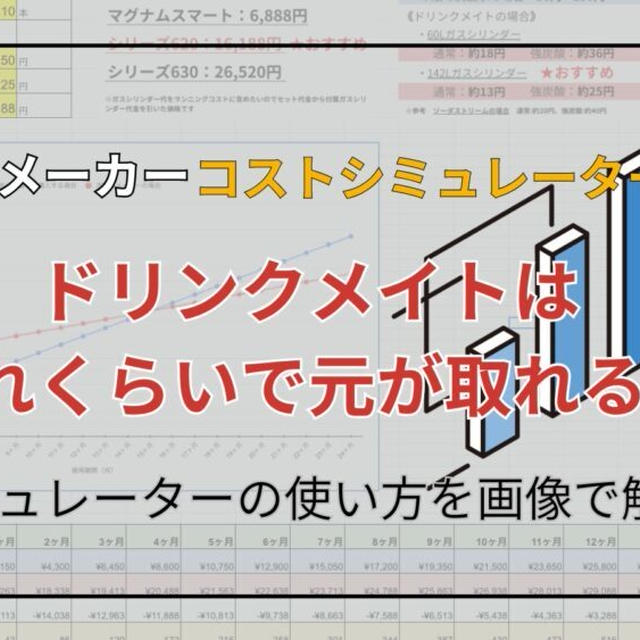 【スプレッドシートのコスパシミュレーション付き】ドリンクメイトはどれくらいで元が取れる？シミュレーターの使い方を画像付きで解説！！