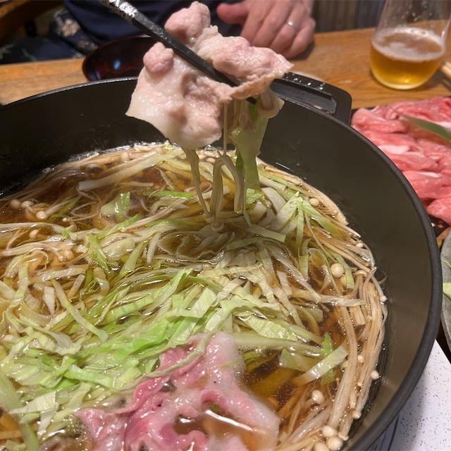 【ゆで落花生って美味しいね！　豚肉、キャベツ、えのきのお手軽中華しゃぶしゃぶ】