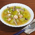 だしが決め手の甘海老と枝豆のとろみ冬瓜スープ