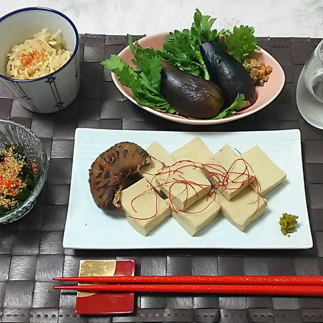 ☆高野豆腐の煮物＆春菊と蒸し茄子☆