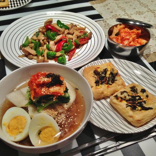 韓国冷麺の献立