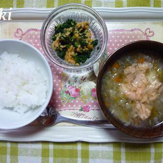 ﾟ･*:.｡.【離乳食】オクラ＆マグロのトマ玉リゾット.｡.:*･ﾟ