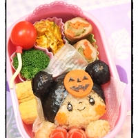 ハロウィン～ジャックオランタンのお面を被った女の子のお弁当♪