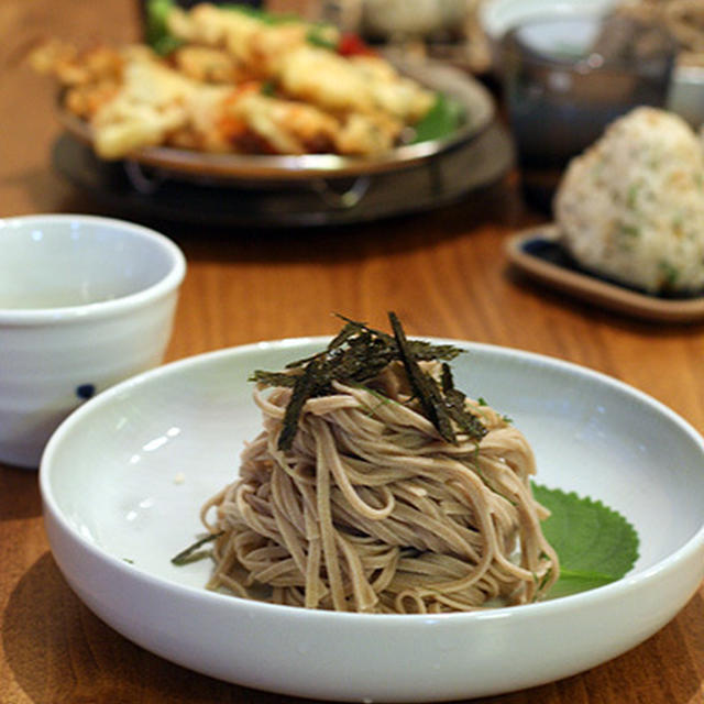 蕎麦とかき揚げと混ぜご飯