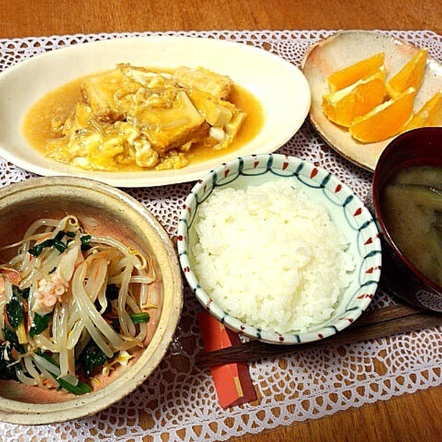 とろーりあったか　厚揚げとエノキの卵綴じ