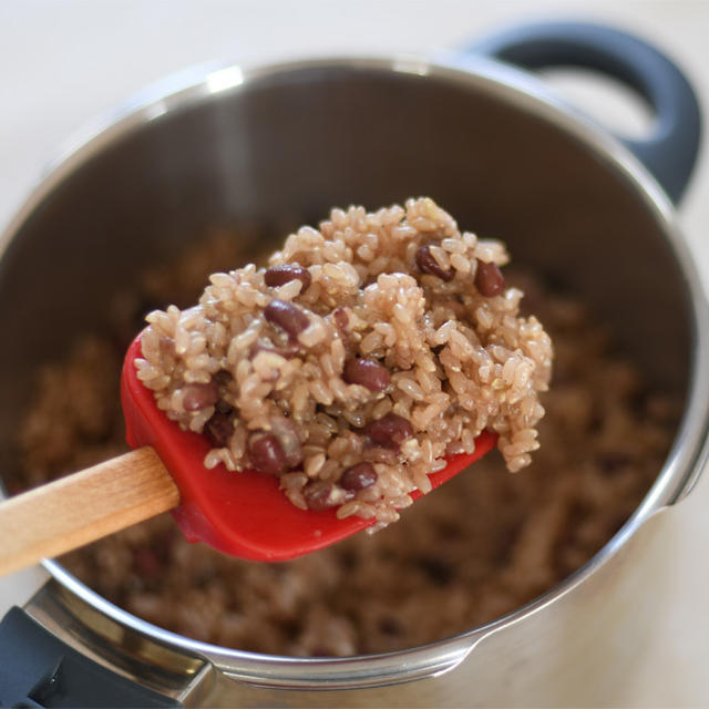 もち米の玄米と小豆のごはん　炊き方メモ　（圧力鍋）