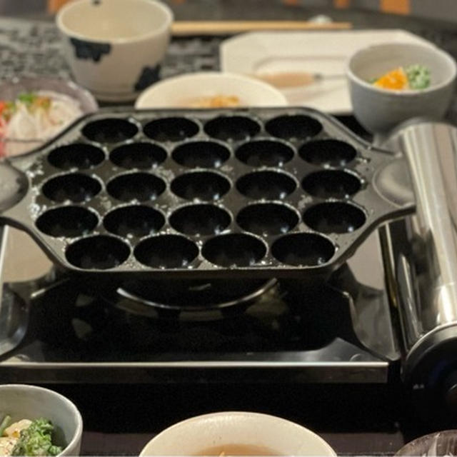 岩鋳のたこ焼器 鉄のたこ焼器でたこ焼きに挑戦（むずい…）