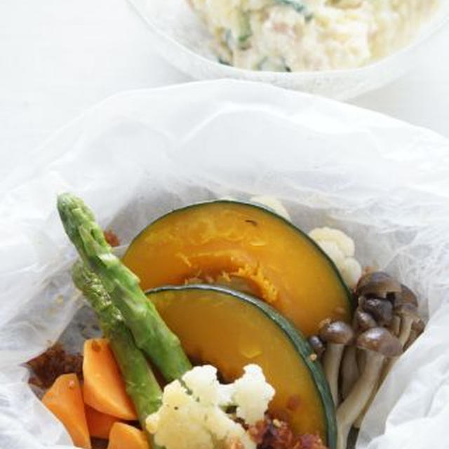 「いろいろお野菜の焼き肉のたれ蒸し（レシピ）」「えびしゅうまい」他