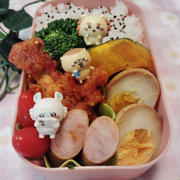 ピリ辛甘辛だれスティックと煮たまごのお弁当【残り物弁当】#節約弁当