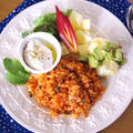 【レシピ】アボカドとポテトの簡単サラダとなつかしケチャップライス☆本日のランチ