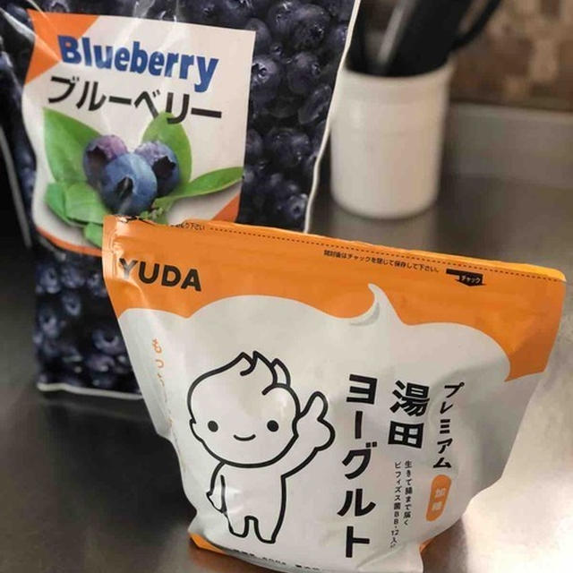 湯田ヨーグルトとブルーベリー