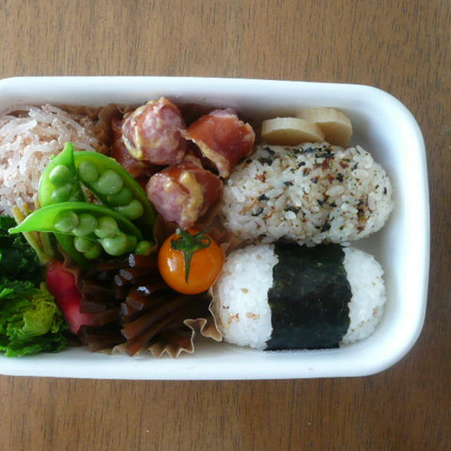 今日のお弁当（新しいお弁当箱とタラコしらたき）