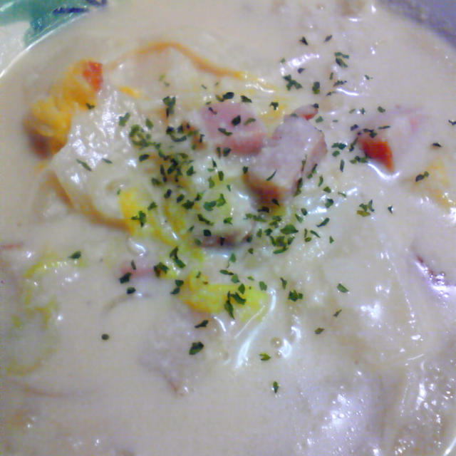 白菜&ベーコンの豆乳スープ