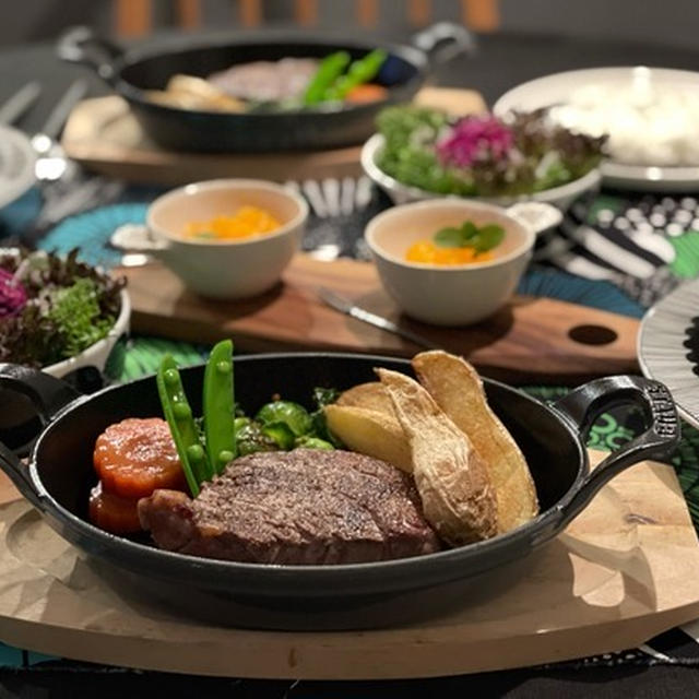staubのスタッカブルディッシュでヒレステーキの夜ごはん　と、楽天で見つけた激安すぎるワンピースとか♪