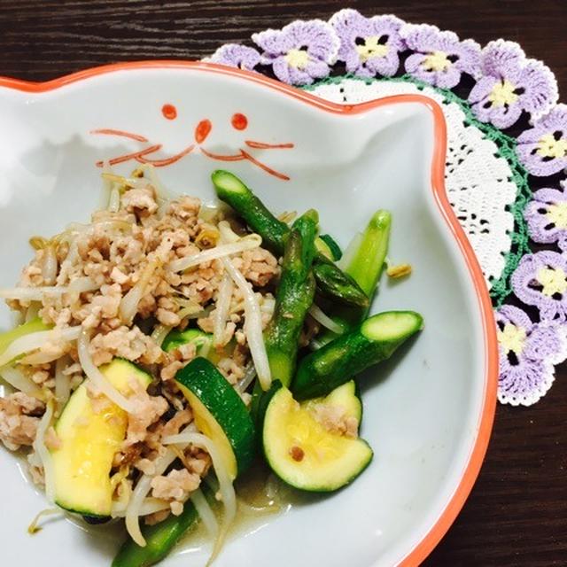 シャキとろ＊みどりの野菜のそぼろあん炒め