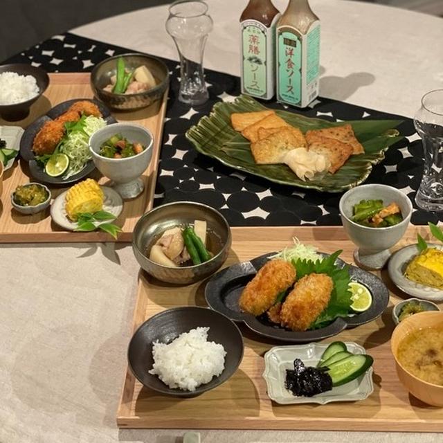 冷凍で楽ちん♪カキフライ定食の夜ごはん　＆楽天マラソンラストスパート