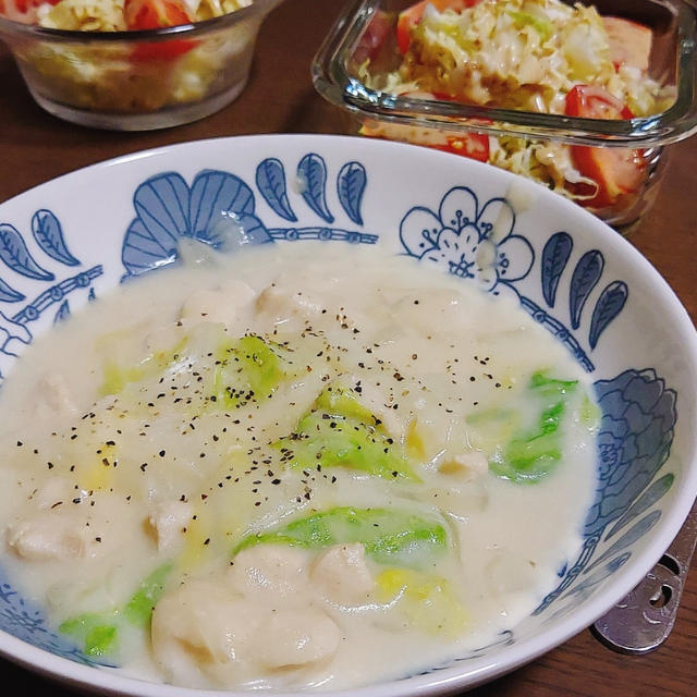 【レシピ】寒い夜は白菜のクリーム煮が最高！と、お蕎麦なお昼ごはん♪