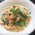 桜えびのクリームパスタとスパニッシュオムレツ・レシピ