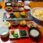 吉田のうどんとフライングお節系と小鉢８品で晩酌。
