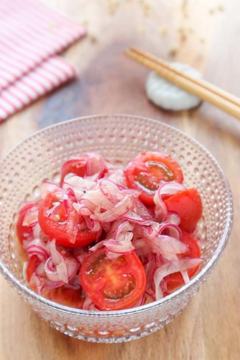 ＊【レシピ】夏バテ対策！紫たまねぎとミニトマトのマリネ＊