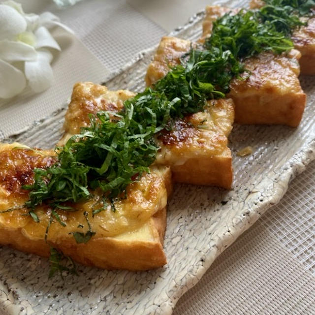 おつまみにもご飯のおかずにも〜厚揚げのネギ味噌マヨ焼き