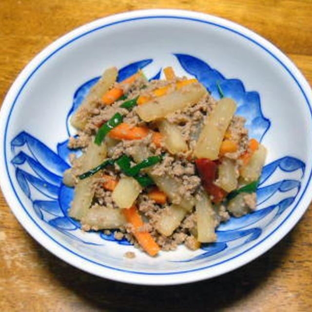 ひき肉と野菜のピリ辛味噌炒め