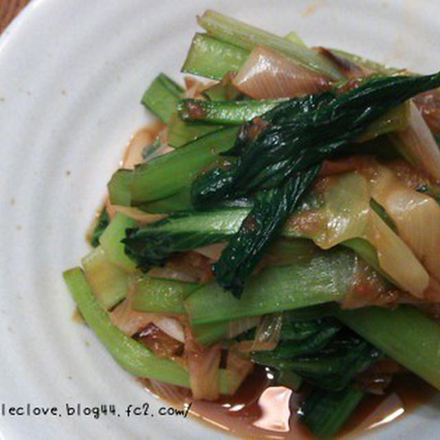 ネギと小松菜のおかか醤油炒め