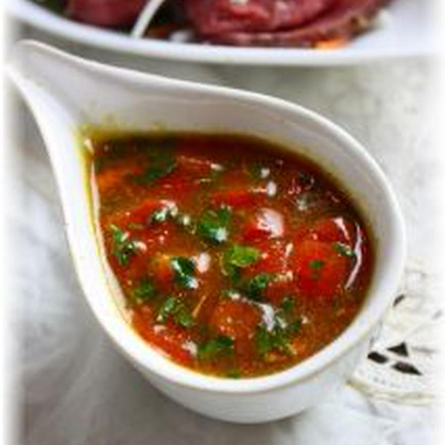 トマトカレードレッシング。　と献立。