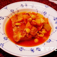 カンタン酢で「豆とチキン煮」＆「春菊サラダ」♪ Bean & Chicken Stew