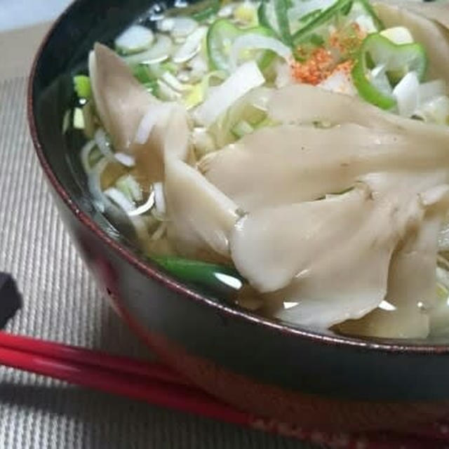 白菜とベーコンのクリームスープ 蓮根のペペロンチーノ