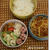ミートソースパスタ＆キャベツとちくわの胡麻サラダ
