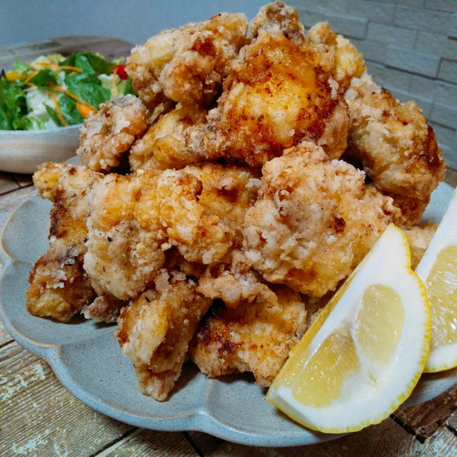 鶏むね肉でしっとり柔らか♪塩レモンにんにくから揚げ