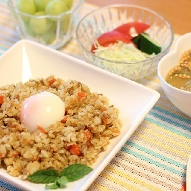 朝ごはん＊カレーチャーハン＆冷やし汁