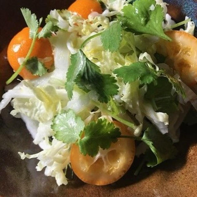 Insalata con mandarini cinesi e cavolo cinese 金柑と白菜のサラダ