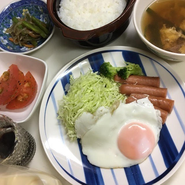 8/19 無洗米ご飯炊き直しde朝ご飯
