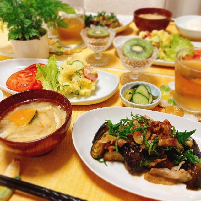 豚バラ茄子の夕ご飯