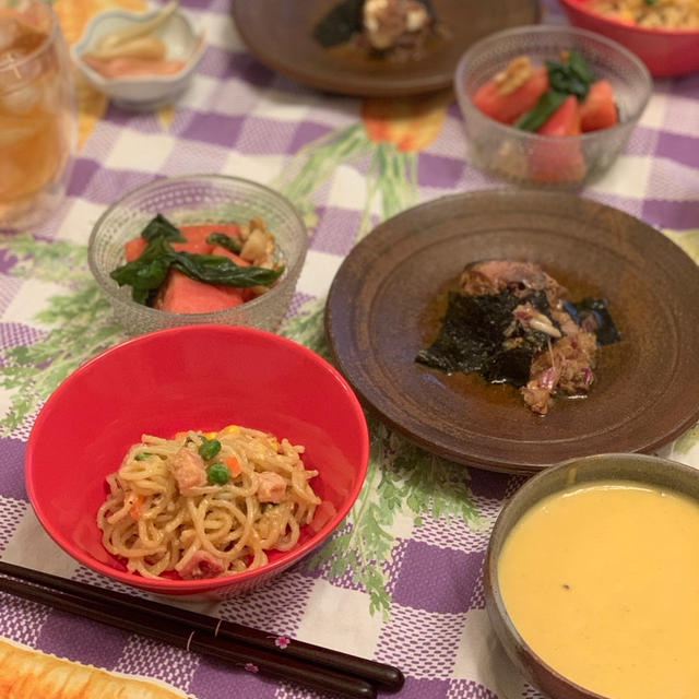 鯖缶と紫玉ねぎ＊海苔の和えもの