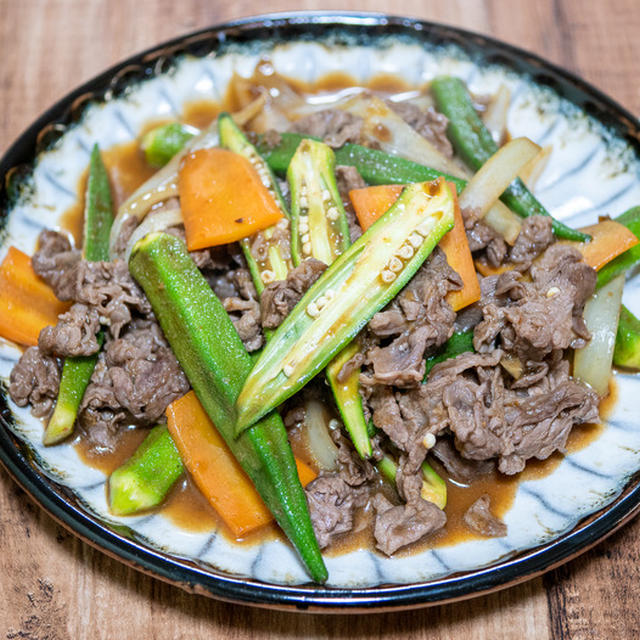 自家製焼肉のタレで「オクラ入り牛肉スタミナ焼き」&「おでんパーティは楽しい」