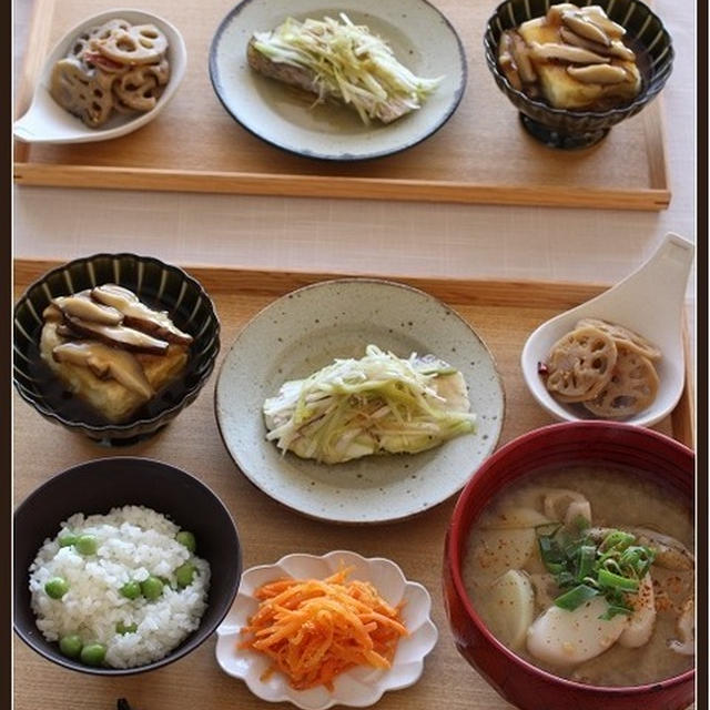 根菜とトックの麦みそ汁！と、揚げ豆腐の椎茸あん【伊予の小京都・大洲ええモンセレクションで作るなごみレシピ】