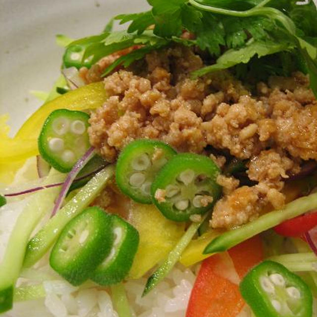 アジアンそぼろごはん  トマト酸辣湯