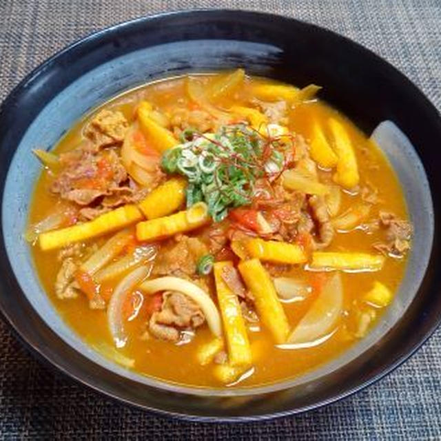 フレッシュトマトたっぷり☆お蕎麦屋さん風カレーうどん♪☆♪☆♪