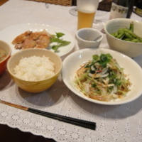 鶏肉ソテーと三つ葉みょうが生姜サラダ