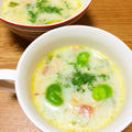 そら豆とキャベツの豆乳スープ【レシピ】