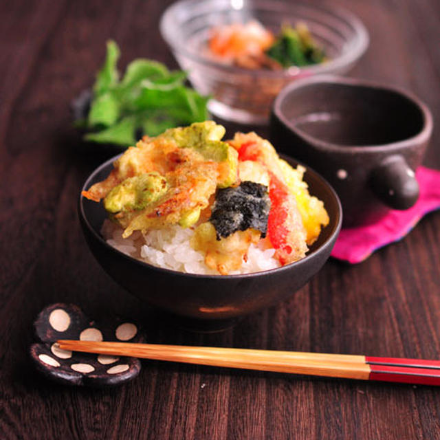 「桜海老と空豆の塩天丼」