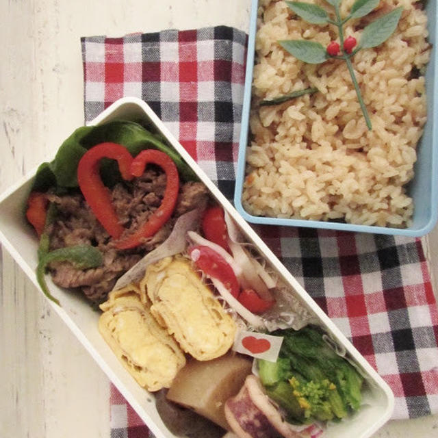 パパ弁当＊さりげないハートの焼き肉弁当