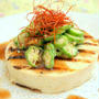 Grilled Tofu with Okra and Ginger Sauce豆腐のグリルとオクラ生姜だれ