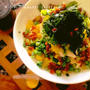 意外と美味しい、沢庵とワカメの豆腐サラダのレシピ。