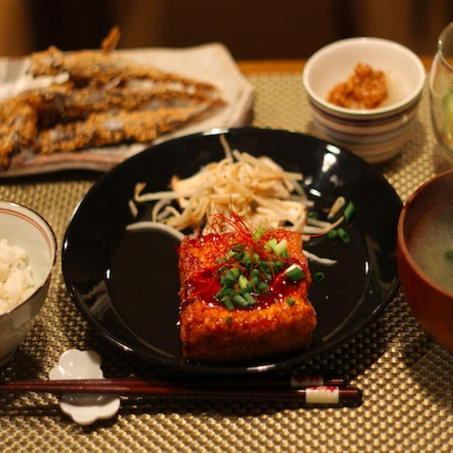 厚揚げ豆腐のステーキ　ピリ辛ソース